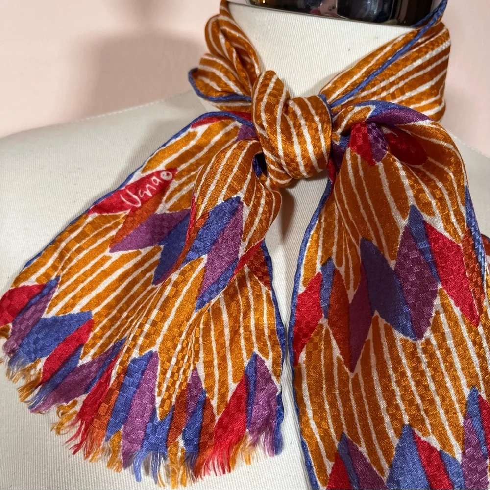 Vera Vintage 1950 60 art deco MCM Silk Hand rolled Copper Cravat Bow Neck Scarf